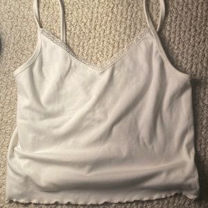 White Cropped tee with mesh at the top